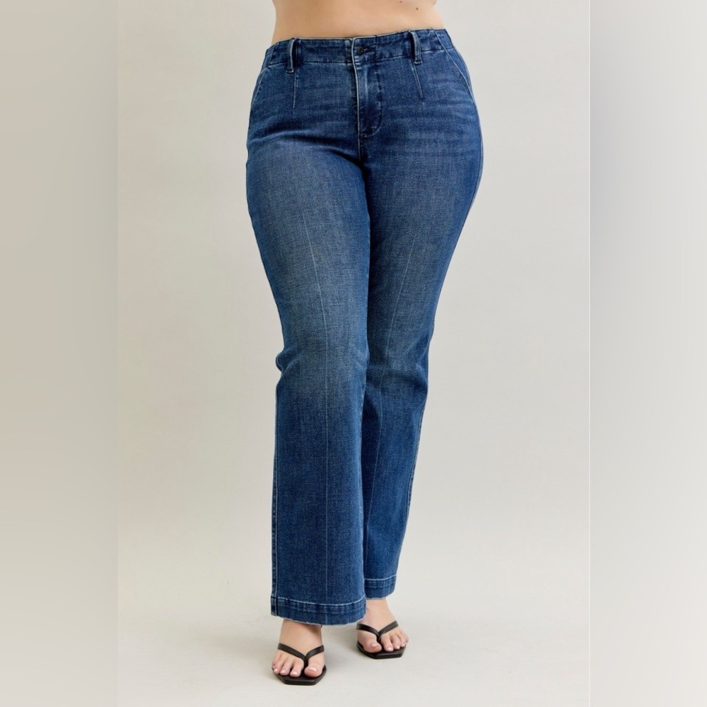 FEW LEFT! Judy Blue Full Size Mid Rise Bootcut Jeans with Welt Pockets Plus Size - Picture 13 of 16
